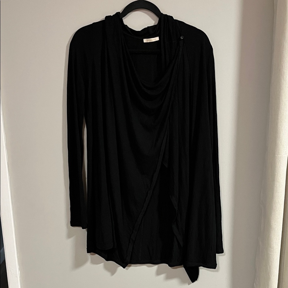 Anthropologie Bordeaux Black Layered Cardigan